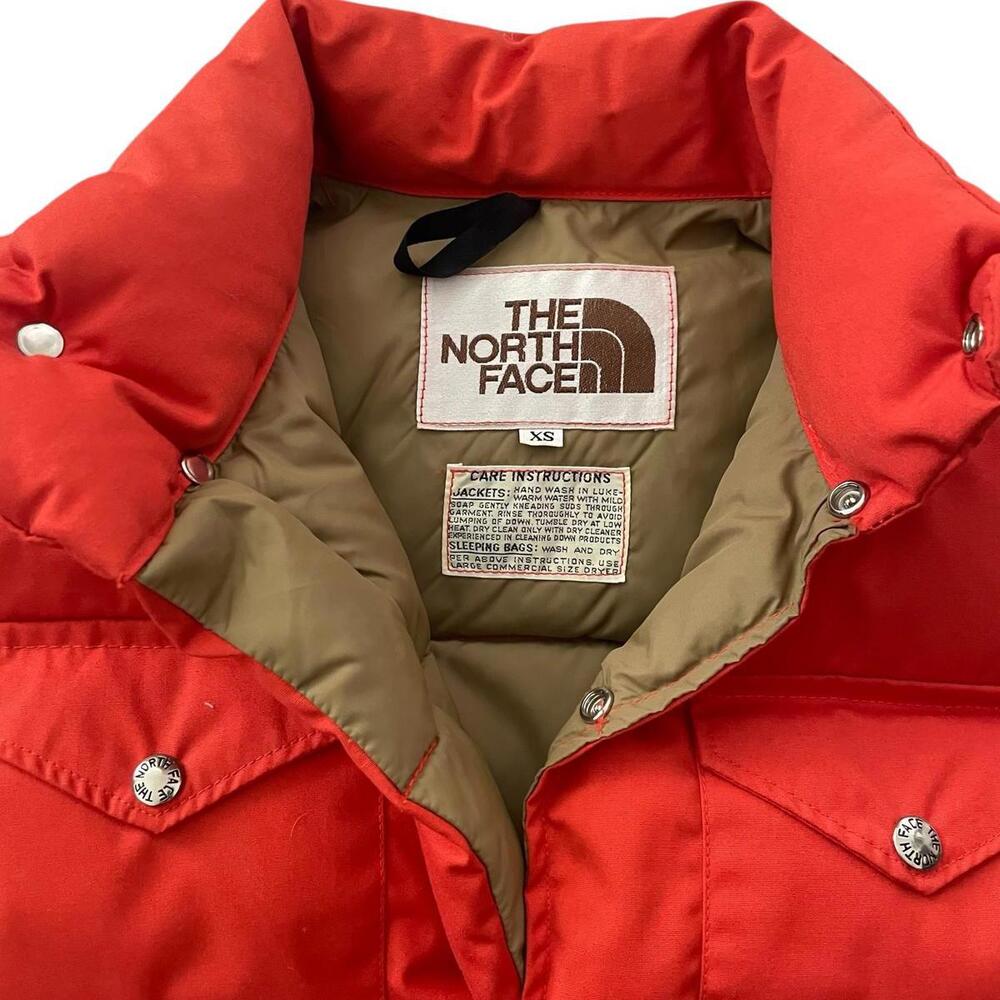 Vintage North Face Puffer Down Vest Orange Gorpcore 70s Brown Label Size XS - Picture 3 of 4